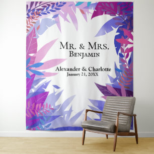 Wedding Tropical Watercolor Photo Booth Backdrop