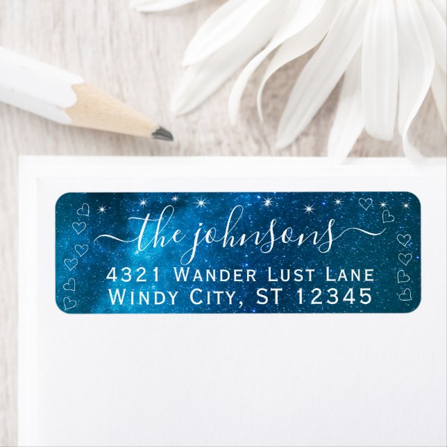Wedding Turquoise Teal Aqua Blue Stars Label (Insitu)