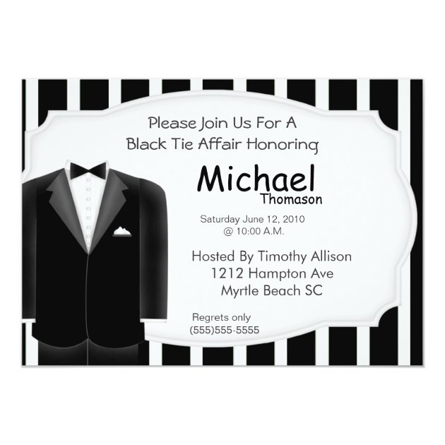 Wedding Tux Bachelor  Party  Invitation