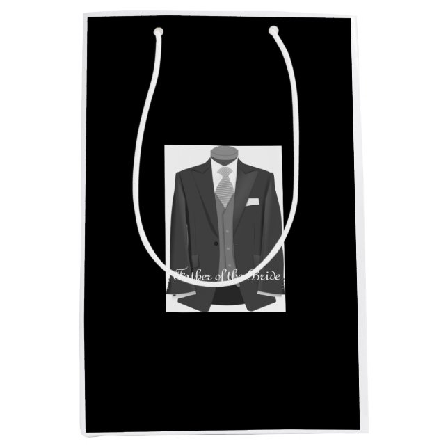 Wedding Tuxedo Father of the Bride Black Gift Bag (Front)
