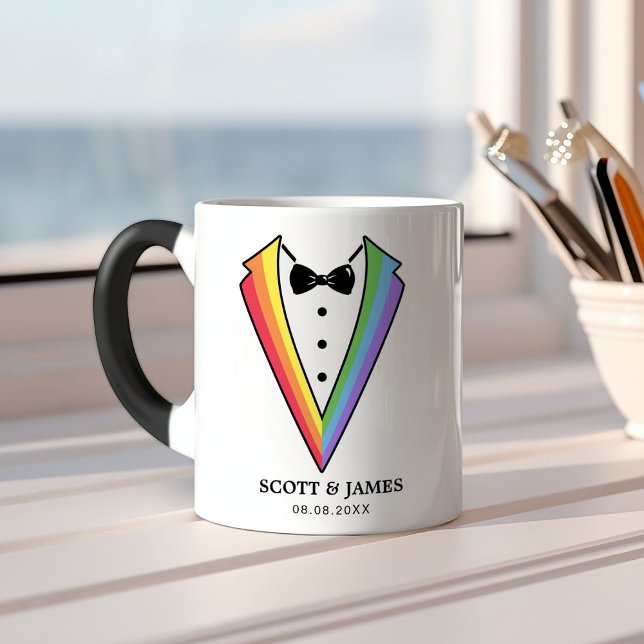 Wedding Tuxedo Gay LGBTQ+ Coffee Color Morph Mug (Creator Uploaded)
