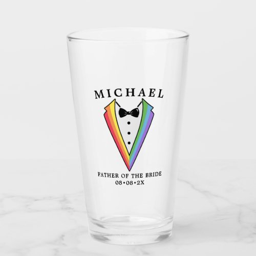 Wedding Tuxedo Gay LGBTQ Father of the Bride Glass