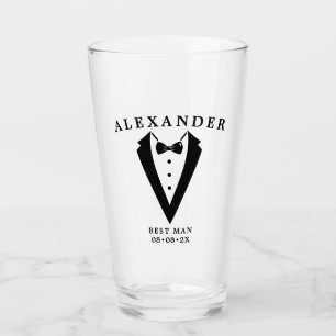 Wedding Tuxedo Personalized Best Man Glass