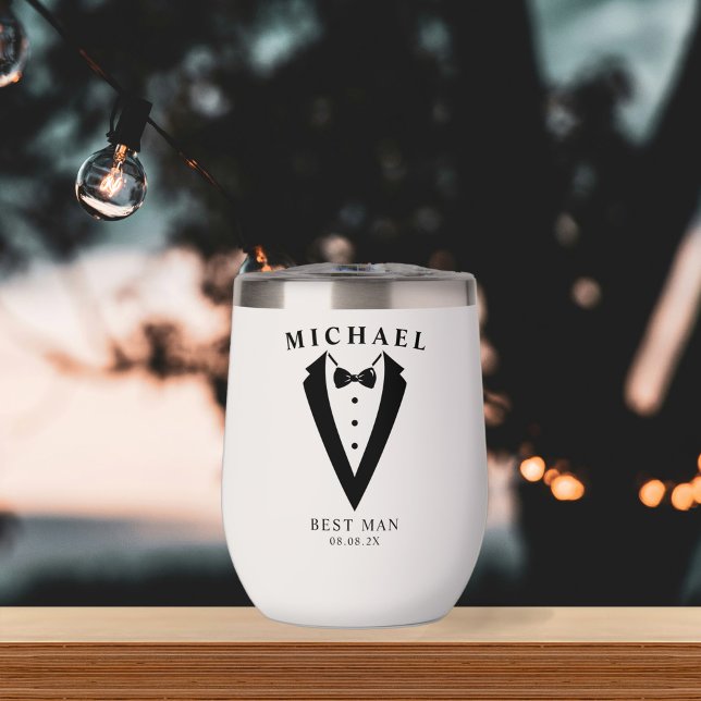 Wedding Tuxedo Personalized Best Man Thermal Wine Tumbler (Creator Uploaded)