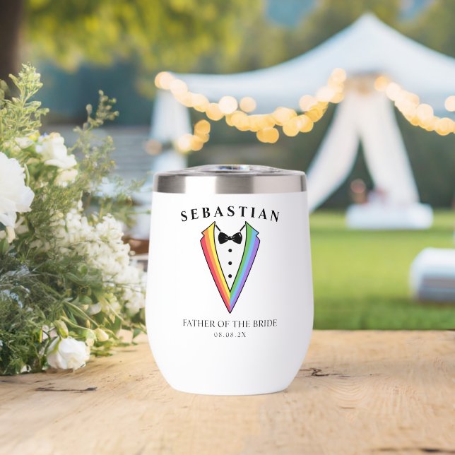 Wedding Tuxedo Personalized  Father of the Bride Thermal Wine Tumbler (Wedding (Rotated))