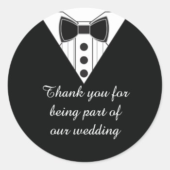 Wedding Tuxedo Thank You Favor Stickers by bridalwedding at Zazzle