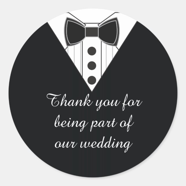 Wedding Tuxedo Thank You Favor Stickers (Front)