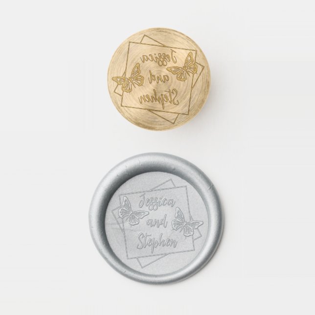 Wedding Two Butterflies Wax Seal Stamp (Stamped)