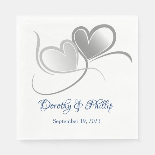 Wedding Two Hearts Paper Napkins