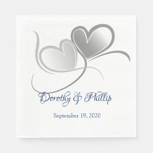 Wedding Two Hearts Paper Napkins