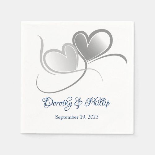 Wedding Two Hearts Paper Napkins