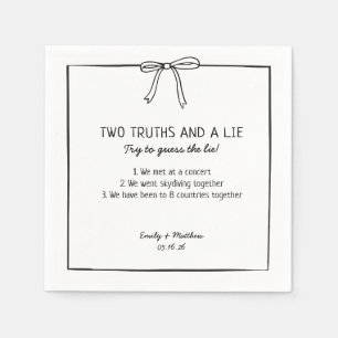 Wedding Two Truths and a Lie Game Fun Fact Bow Napkins