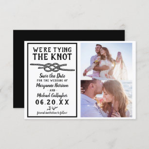 Wedding Tying the Knot Minimalist Nautical 2 Photo Save The Date
