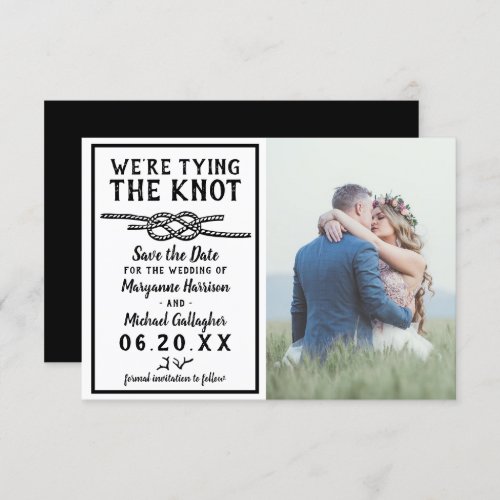 Wedding Tying the Knot Minimalist Nautical Photo Save The Date