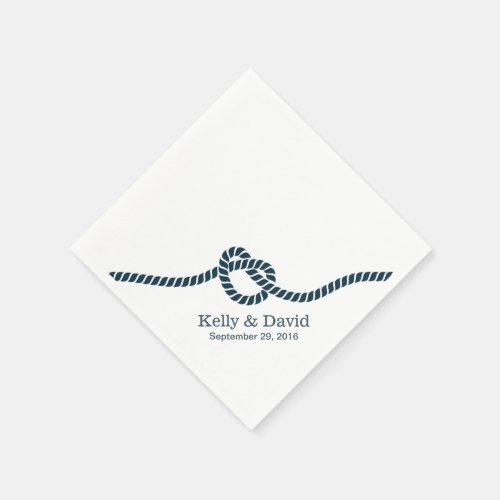 Wedding Tying the Knot Navy Blue Paper Napkins