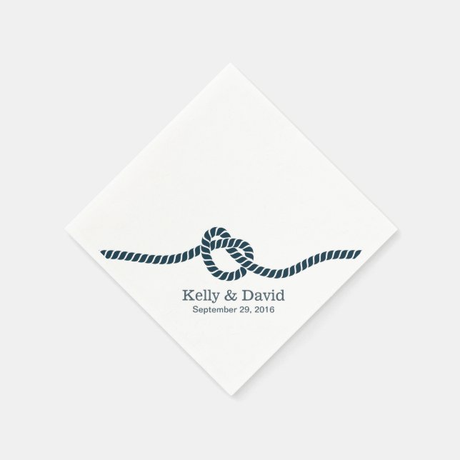 Wedding Tying the Knot Navy Blue Paper Napkins (Corner)