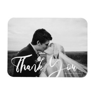 Wedding Typography 3 Black & White Photo Thank You Magnet