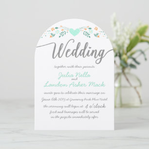 Wedding Typography Folk Art Floral Wedding Invites