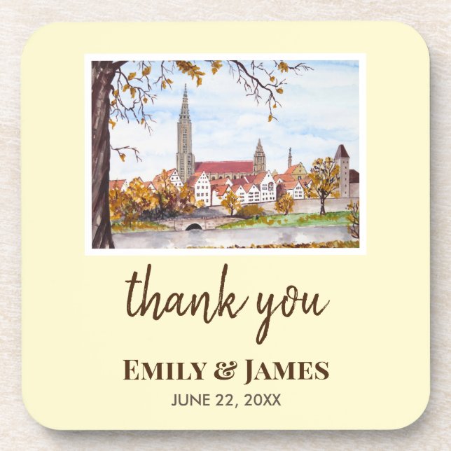 Wedding Ulm Minster Germany Farida Greenfield Beverage Coaster (Front)