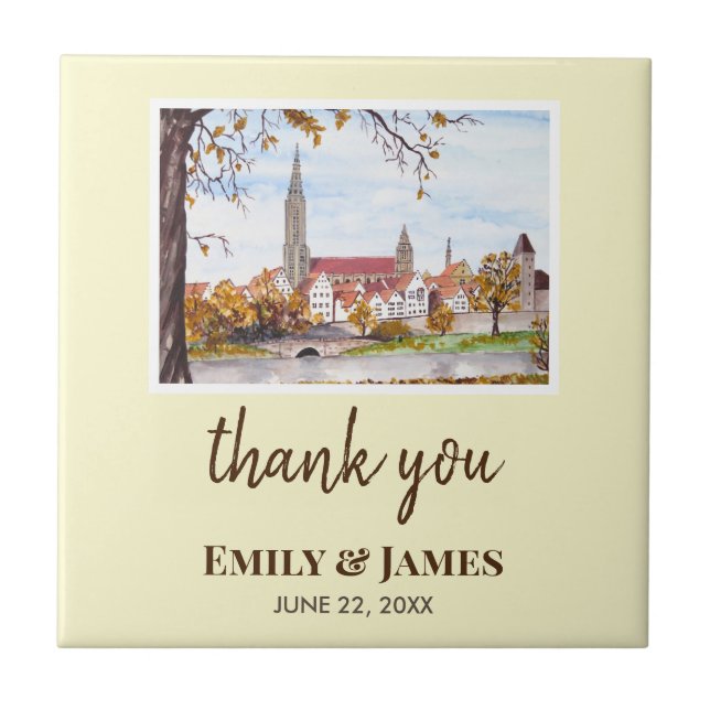 Wedding Ulm Minster Germany Farida Greenfield Ceramic Tile (Front)