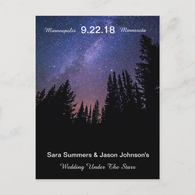 Wedding Under the Stars - Save The Date Announcement Postcard (Front)