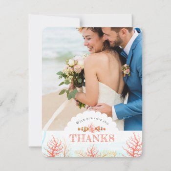 Wedding Underwater Art Coral And Fish Watercolor Thank You Card by mylittleedenweddings at Zazzle
