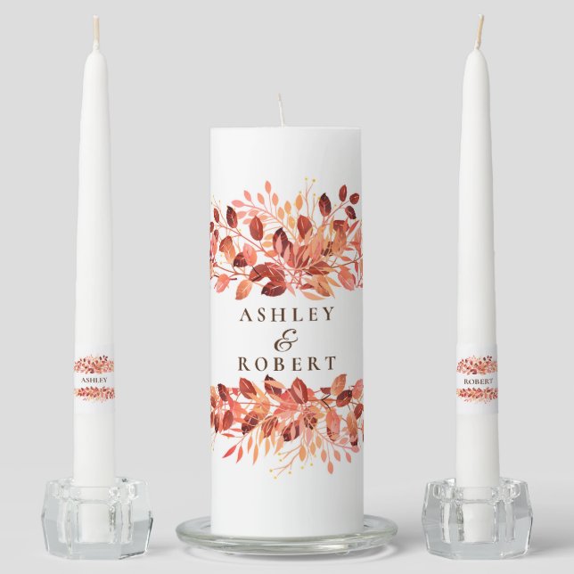 Wedding Unity Candle Set-Autumn Botanicals (Front)