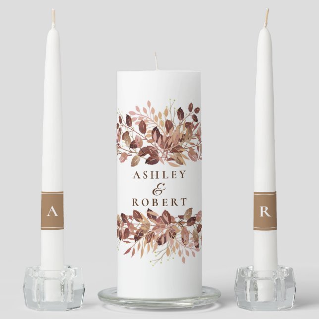 Wedding Unity Candle Set-Autumn Botanicals (Front)