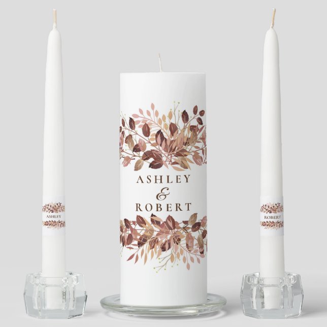 Wedding Unity Candle Set-Autumn Botanicals (Front)
