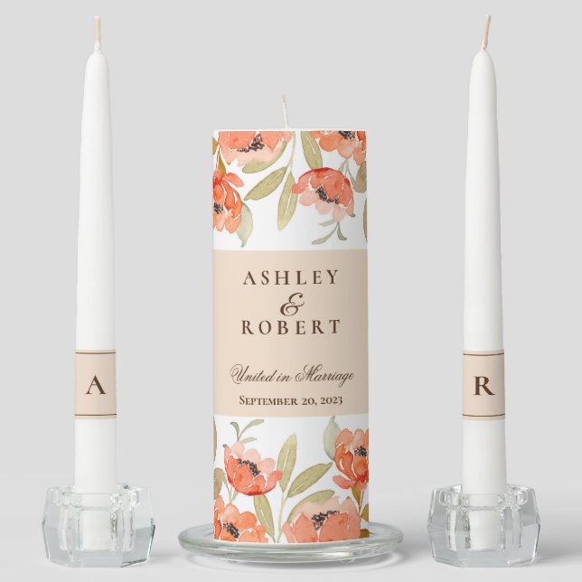 Wedding Unity Candle Set-Autumn Flowers (Front)