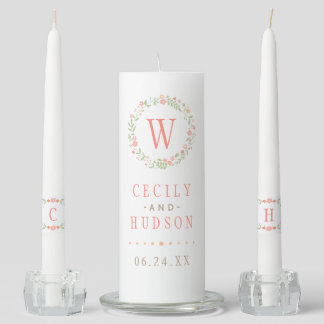 Wedding Unity Candle Set | Country Florals Pink