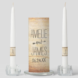 Wedding Unity Candle Set | Rustic Monogram