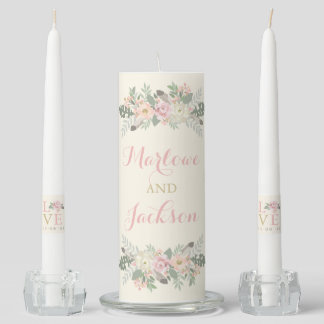 Wedding Unity Candle Set | Spring Boho Florals
