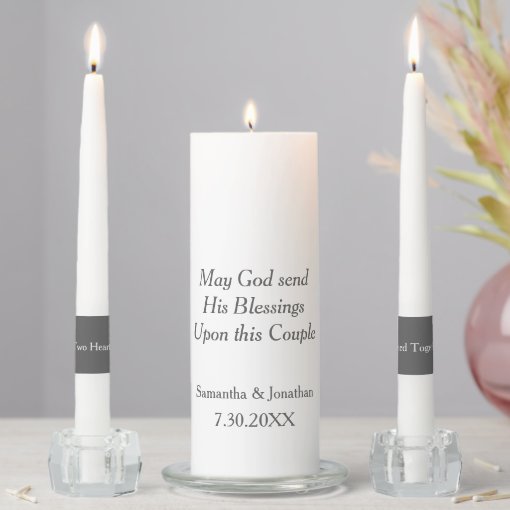 Wedding Unity Candle White Dark Grey Zazzle