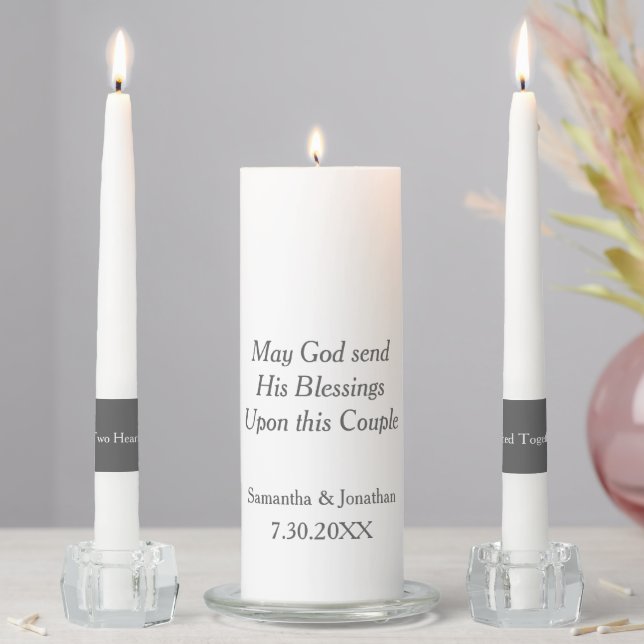 Wedding Unity Candle White Dark Grey (In Situ)