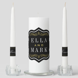 Wedding Unity Candles | Black White and Gold