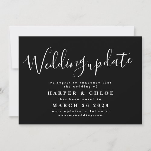 Wedding Update Change of Date Black Tuxedo Save The Date