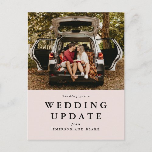 Wedding update change the date blush photo postcard