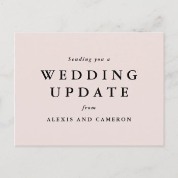 Wedding Update Change The Date Blush Pink Postcard by LeaDelaverisDesign at Zazzle