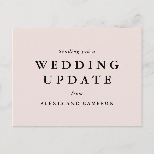 Wedding update change the date blush pink postcard