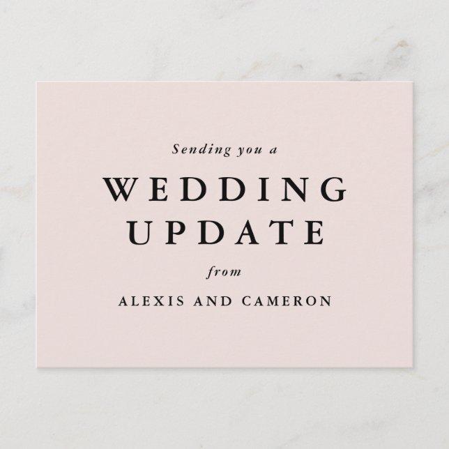 Wedding update change the date blush pink postcard (Front)