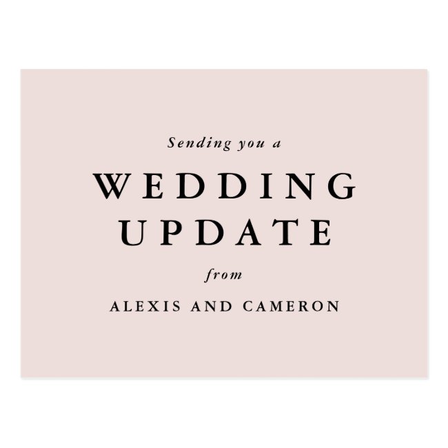 Wedding update change the date blush pink postcard