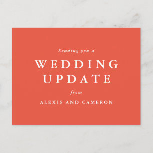 Wedding update change the date coral postcard