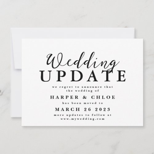 Wedding Update Change The Date Postponement Save The Date