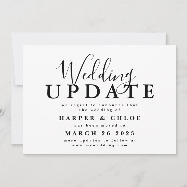 Wedding Update Change The Date Postponement Save The Date (Front)