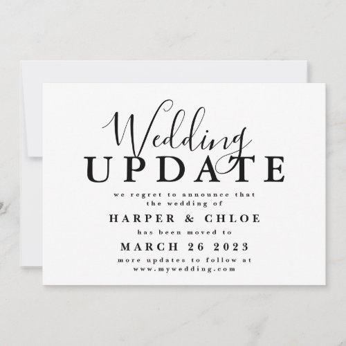 Wedding Update Change The Date Postponement Save The Date