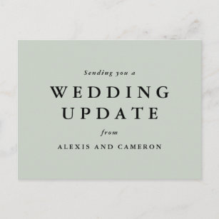 Wedding update change the date sage green postcard