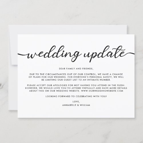 Wedding Update  Smaller Wedding Announcement