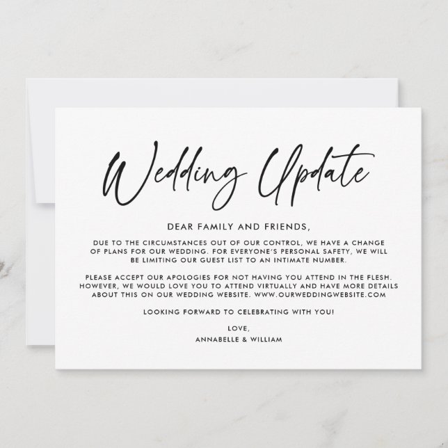 Wedding Update | Smaller Wedding Announcement (Front)