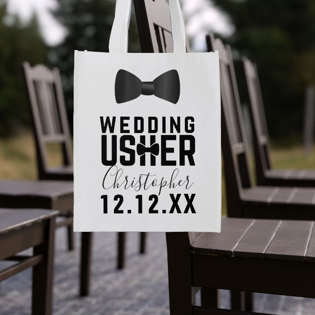 Wedding Usher Bow Tie Bridal Party Proposal Bag (A wedding usher proposal bag with space for a name and your wedding date)